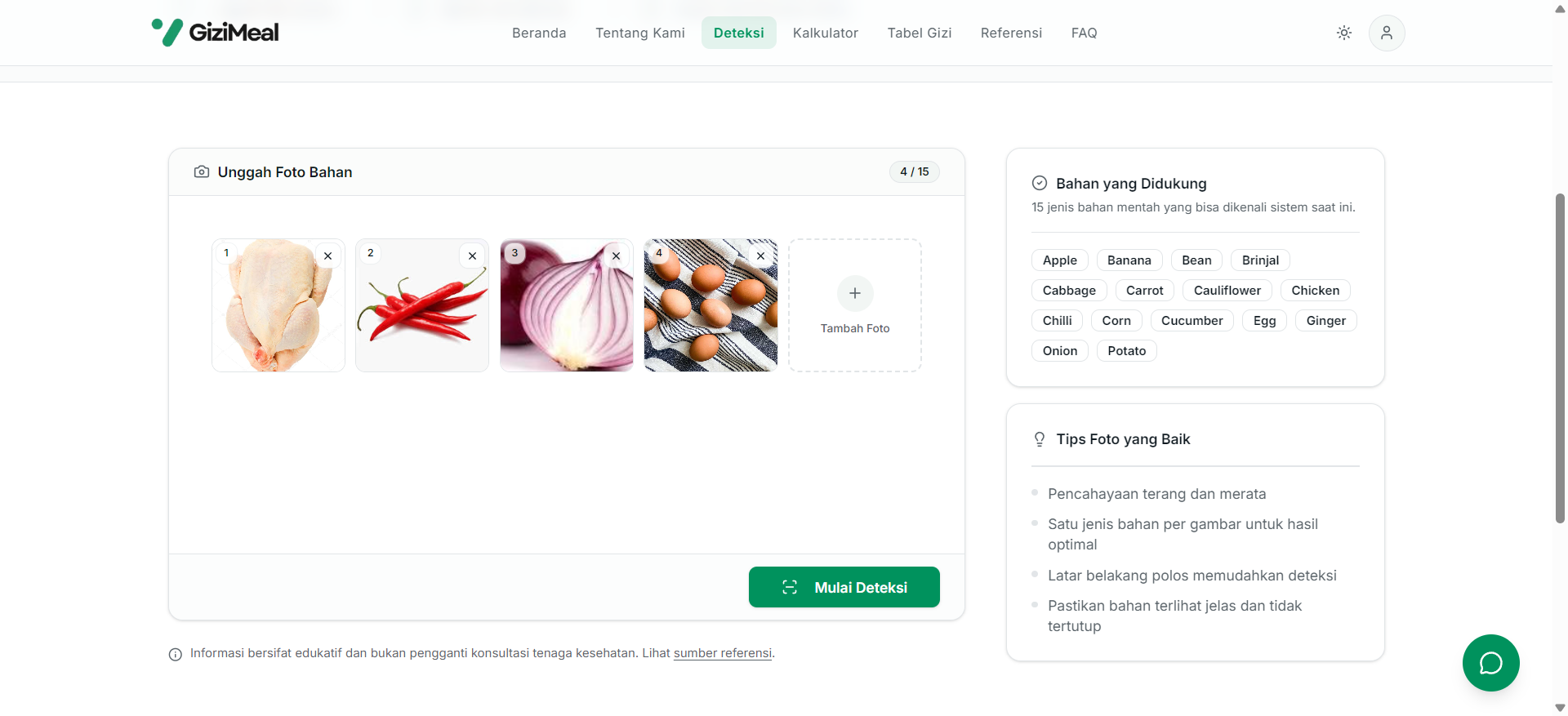 Food Detection Page