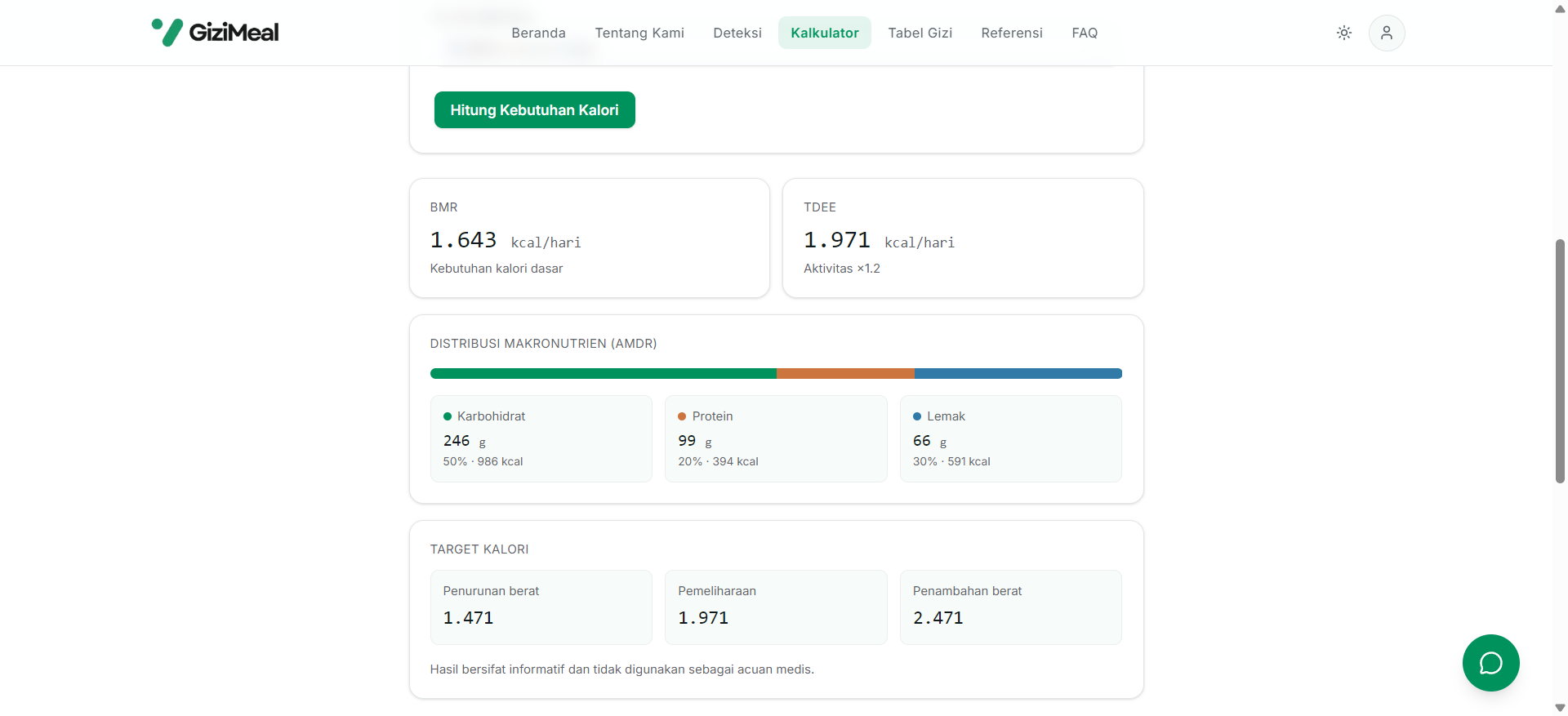 Calorie Calculator Page