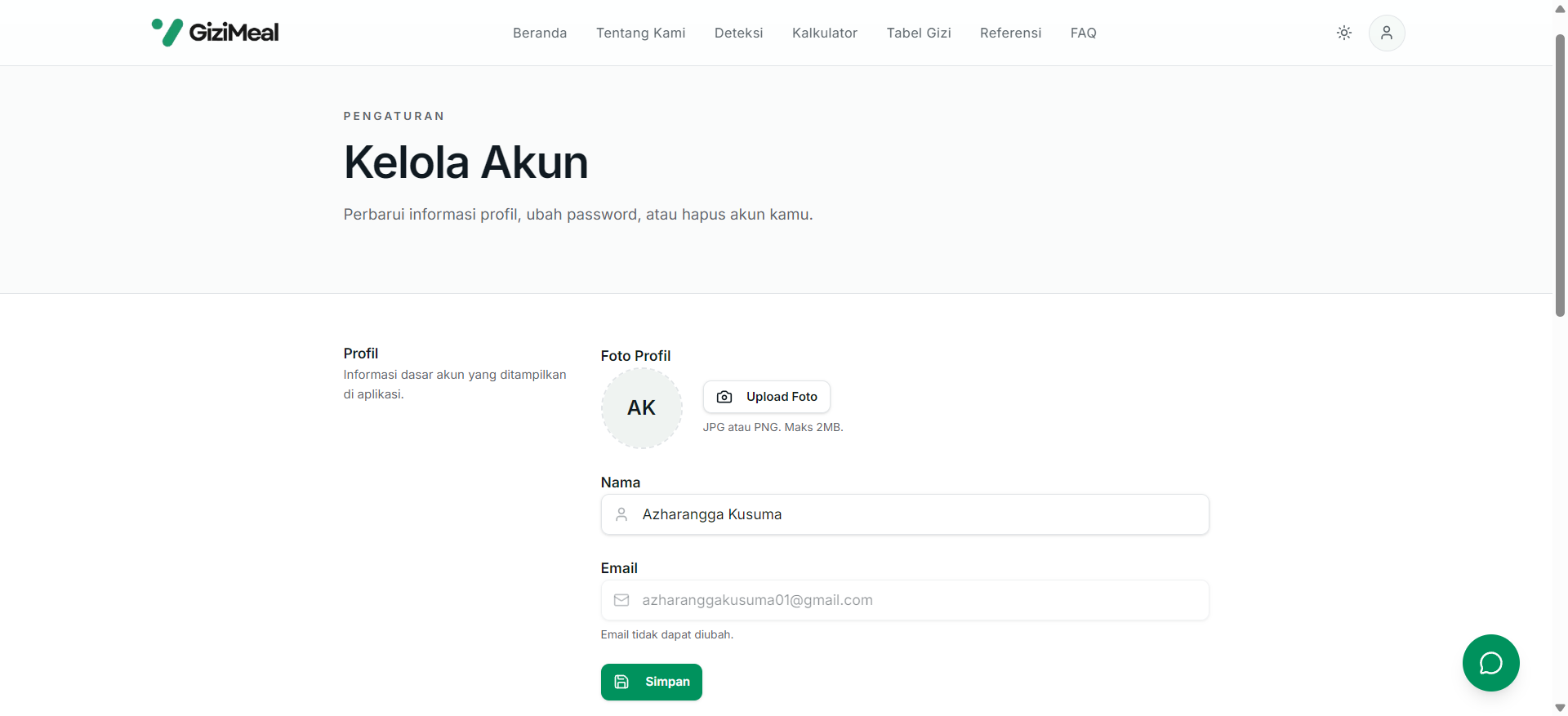 Account Settings Page