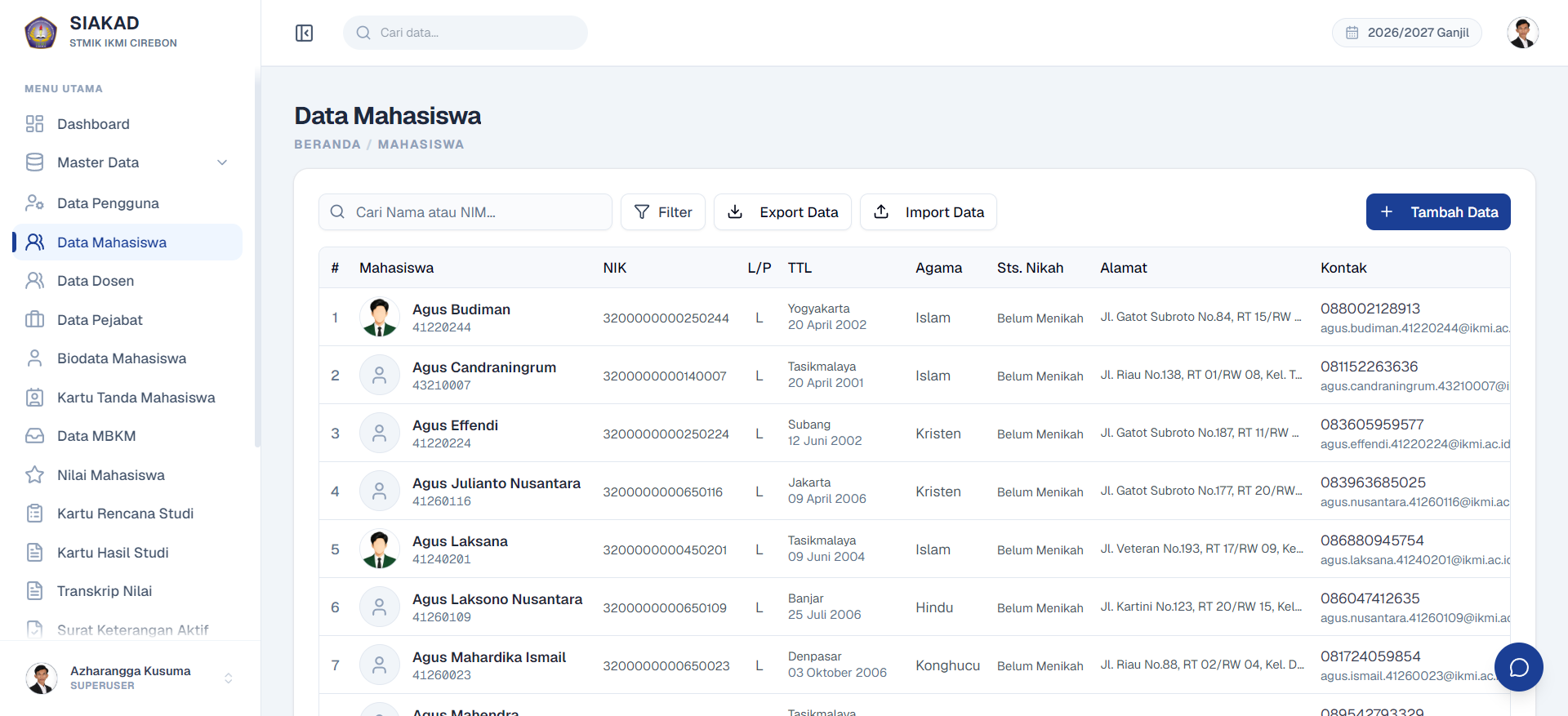 Student Directory Page