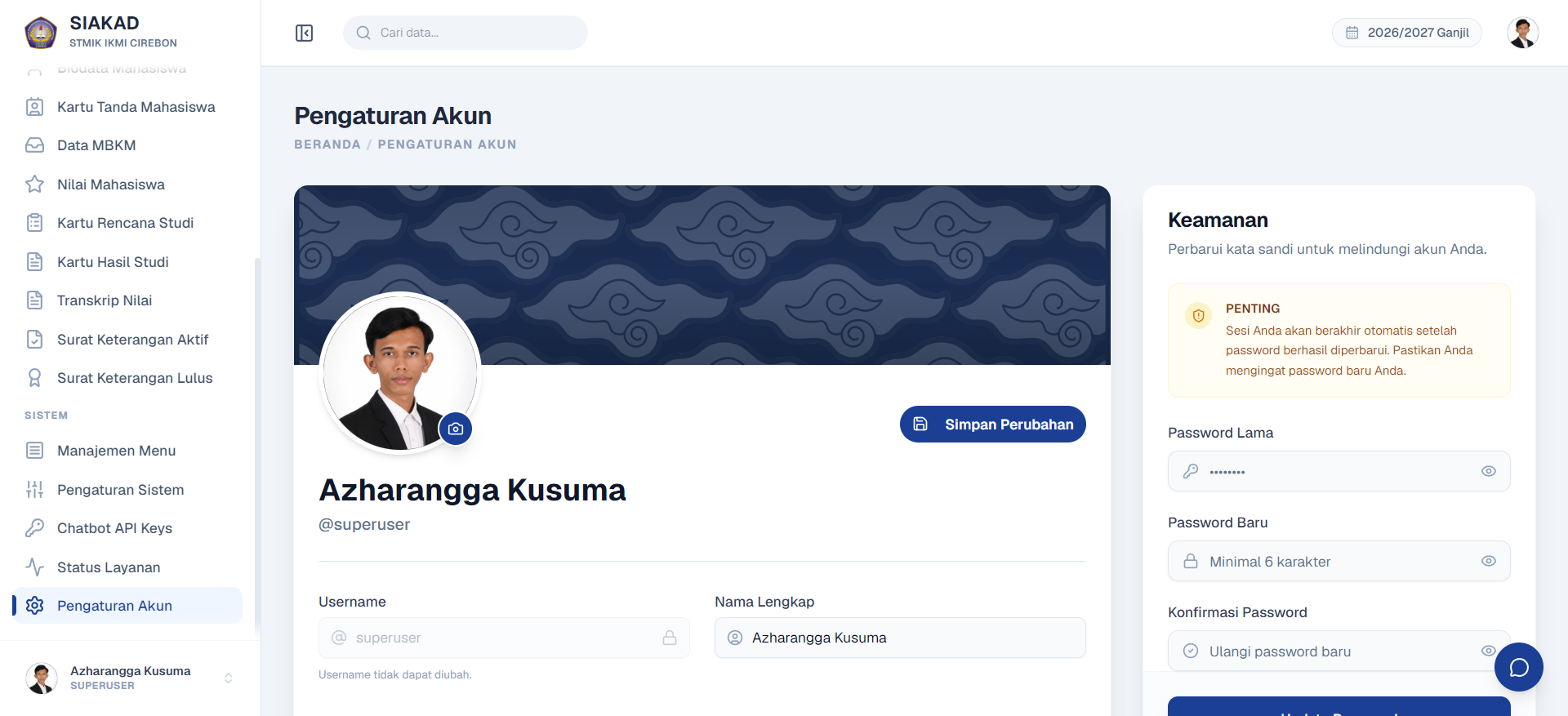 Account Settings Page